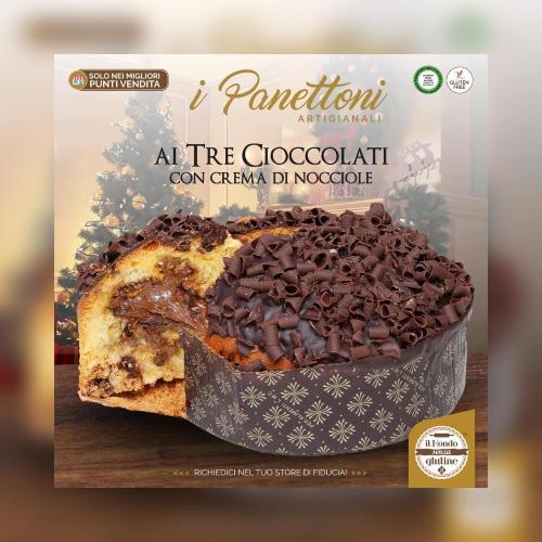 Panettone 3 cioccolati con crema di nocciole IL MONDO SENZA GLUTINE