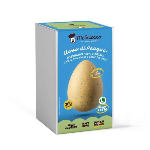 Uovo di Pasqua al cioccolato bianco e pistacchio con granella di pistacchi Mr. Sciocco
