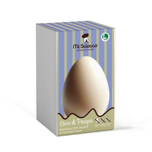 Uovo di Pasqua ALTERNATIVA 100% VEGETALE al cioccolato bianco - 300g Mr. Sciocco 